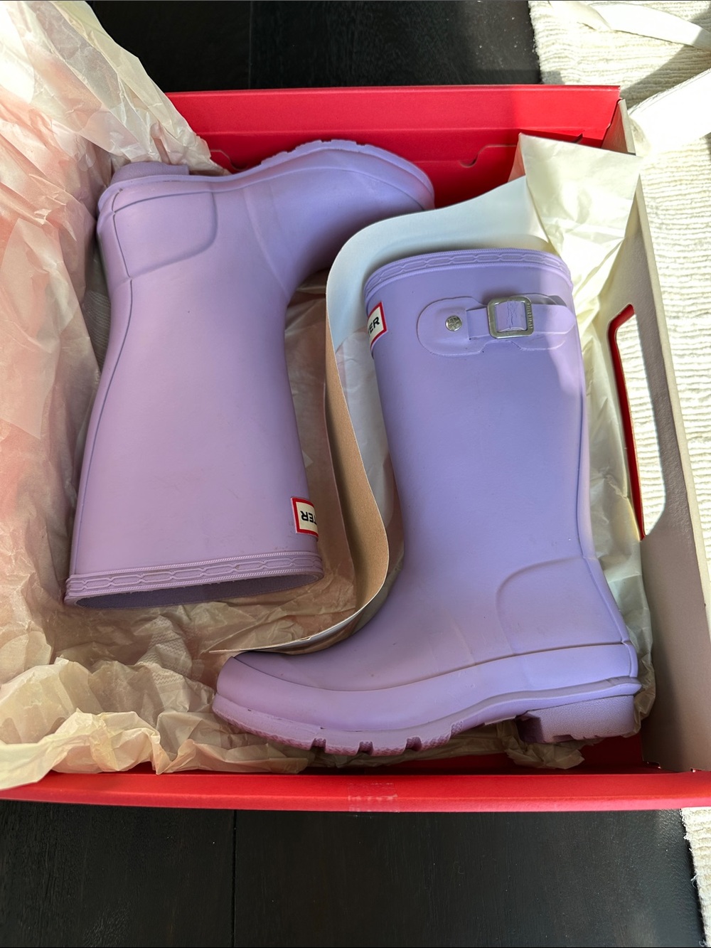 Hunter Original Lavender Rain Boots with Side Buckle B12 G13 Very Nice. - Picture 9 of 9